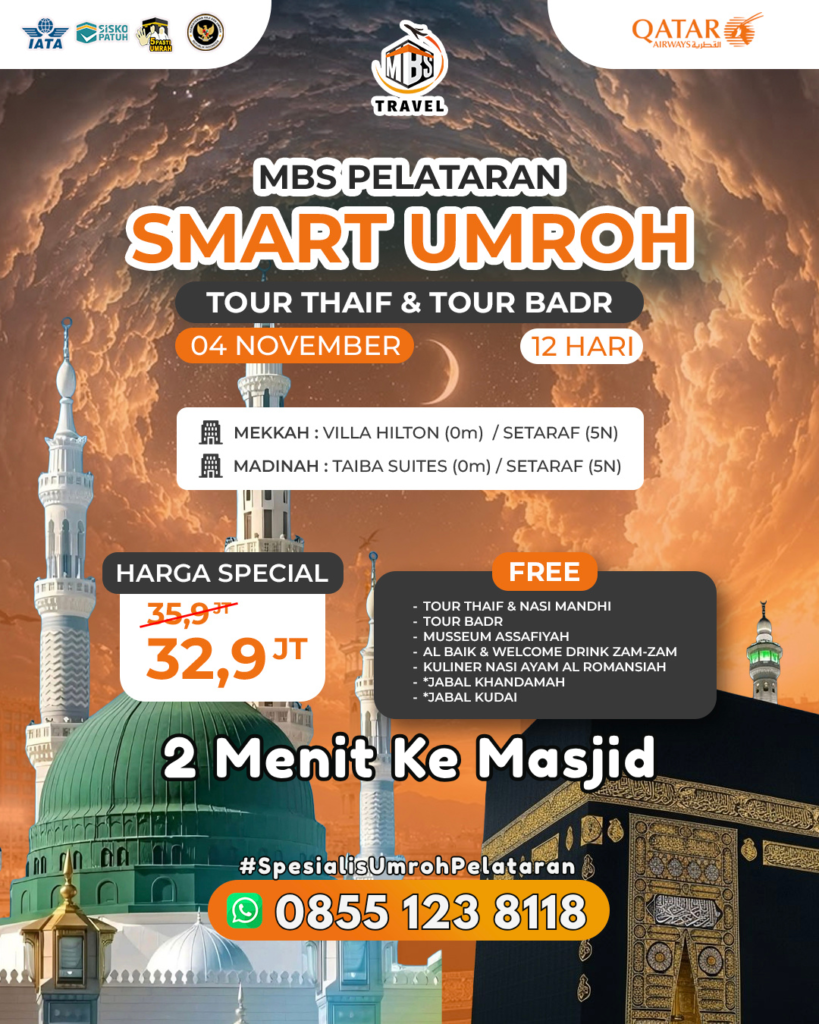 Umroh Pelataran 4 November 2026 MBS Travel Umroh Mulia berkah Sunnah Umrah dekat masjid